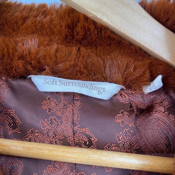 Soft Surroundings Longline Vest Faux Fur Burnt Orange Brown Womens Medium - Picture 8 of 9
